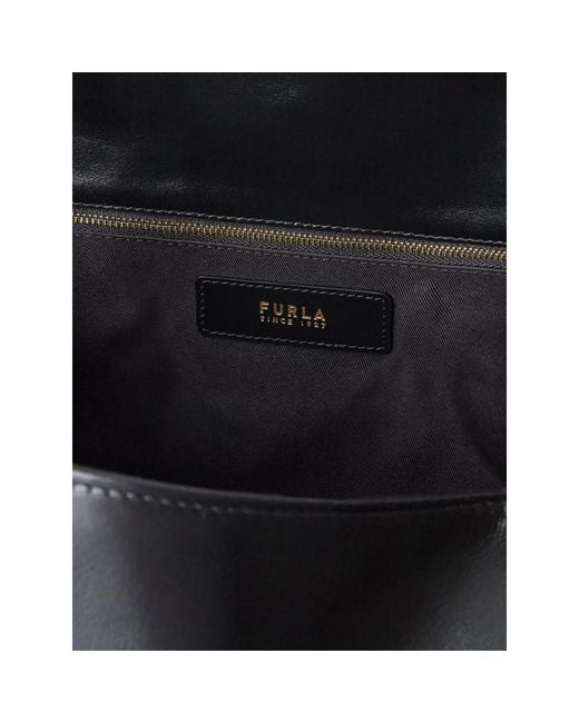 Furla Black Logo-Print Leather Shoulder Bag