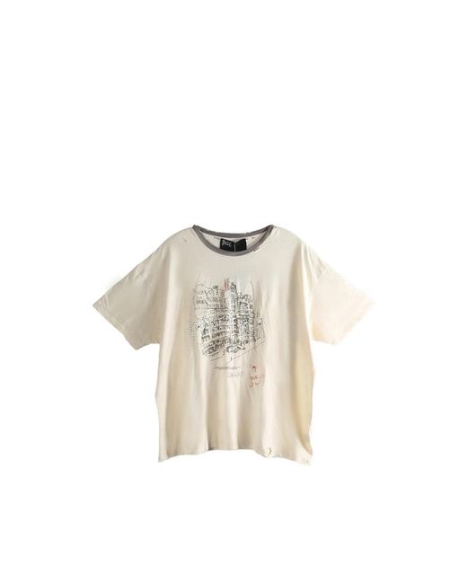 Paly Hollywood White Crystal-Embellished Distressed T-Shirt for men
