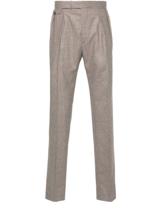 Tagliatore Gray Textured Tapered Trousers for men
