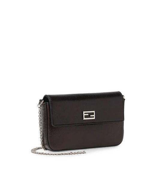 Fendi Black Leather Tube Wallet