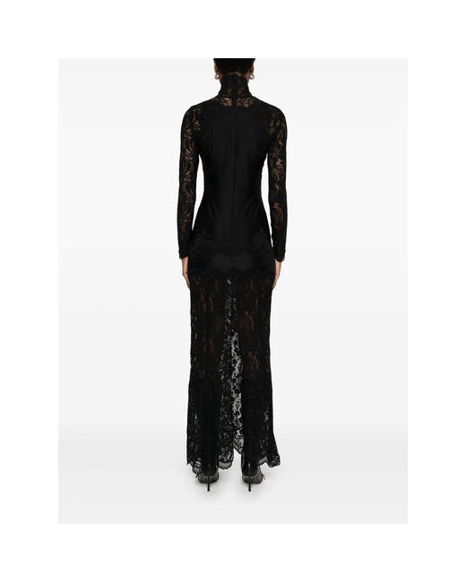 Rabanne Black Floral Lace-Appliqué Maxi Dress