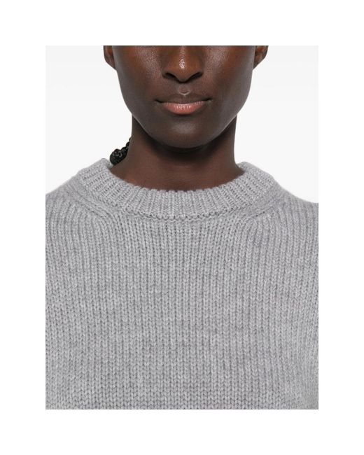 Malo Gray Ribbed-Knit Crew-Neck Sweater