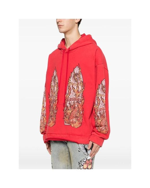 Who Decides War Red Drawstring-Fastening Hoodie for men