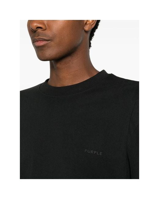 Purple Brand Black Logo-Print Crew-Neck T-Shirt for men