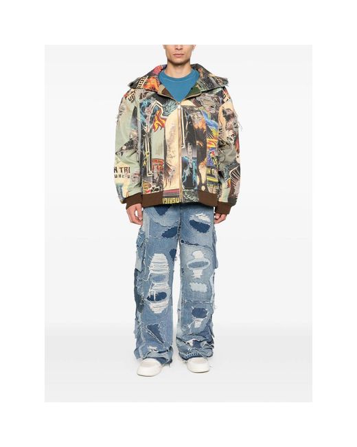 Who Decides War Blue Ripped Patchwork Cargo Jeans for men