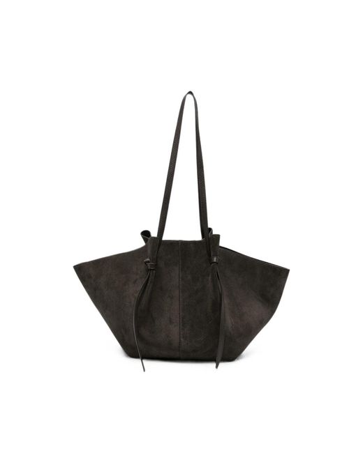 Yuzefi Black Large Mochi Suede Shoulder Bag