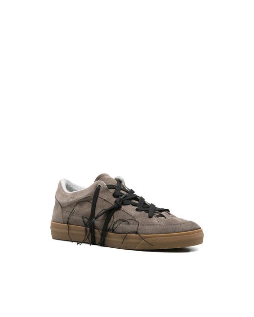 Santha Gray Love Cut Frayed Lace-Up Sneakers for men