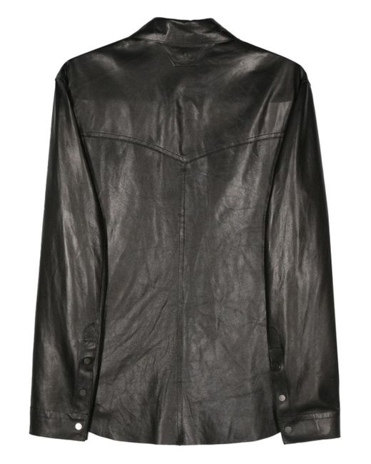 Salvatore Santoro Black Logo-Plaque Leather Jacket for men