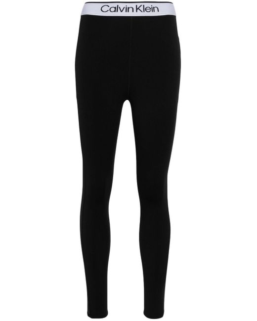 Calvin Klein Black Logo-Waistband Leggings