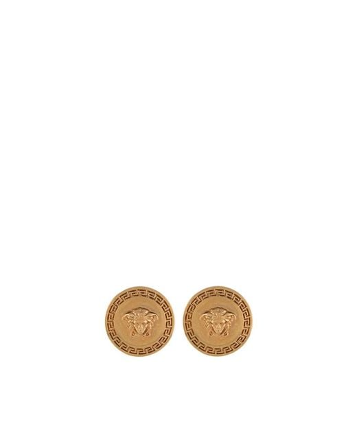Versace Natural Tone Metal Medusa Head Earrings