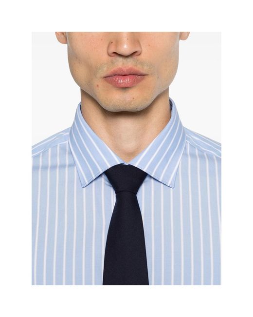Mazzarelli Blue Striped Shirt for men