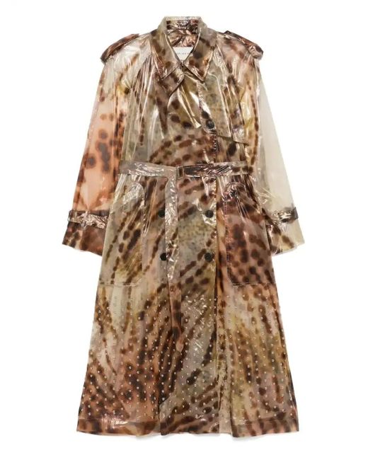 Dries Van Noten Brown Leopard-Print Trench Coat