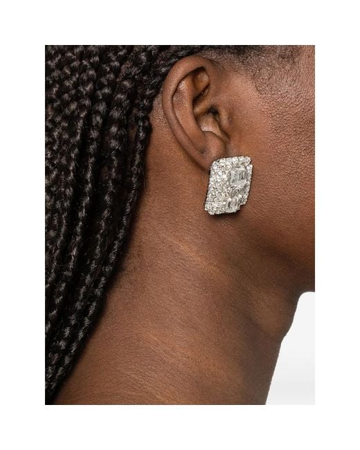 Jennifer Behr White Crystal-Embellished Earrings