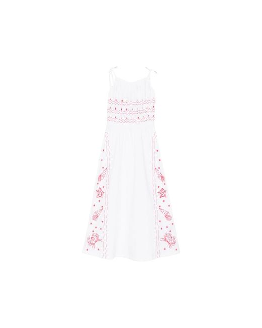 Maison Labiche White Floral-Embroidered Midi Dress