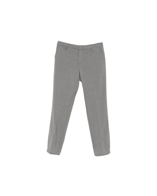 Dondup Gray Belt-Loops Tapered Trousers for men