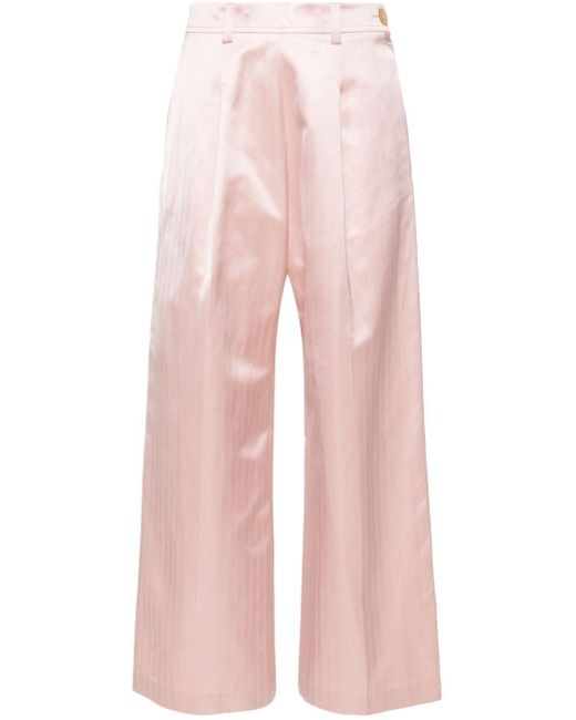 Forte Forte Pink Herringbone Wide-Leg Trousers