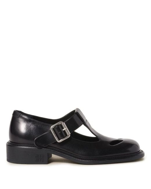 Miu Miu Black 30Mm Leather T-Bar Shoes