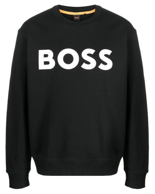 Boss Black Logo-Print Cotton Sweatshirt for men