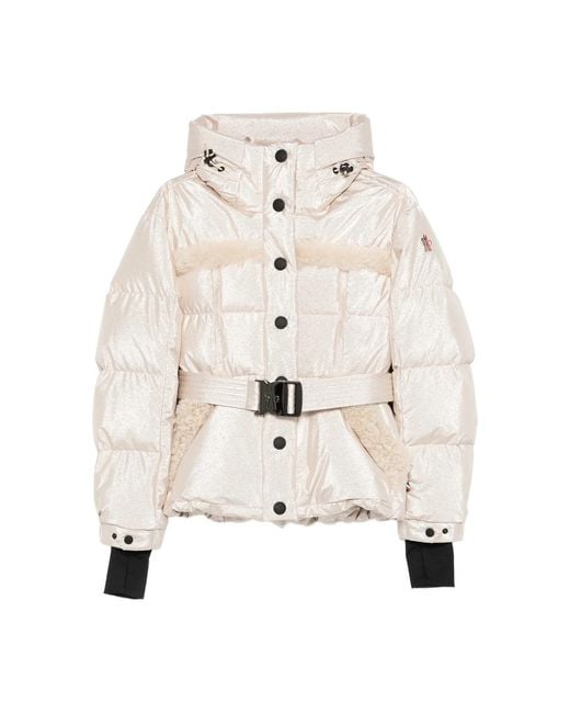 Moncler Natural Moncler Mondim Metallic Shearling-Trimmed Hooded Insulated Ski Jacket