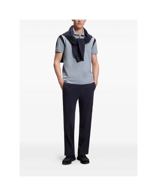 Boss Blue Paddy Contrast-Panel Polo Shirt for men