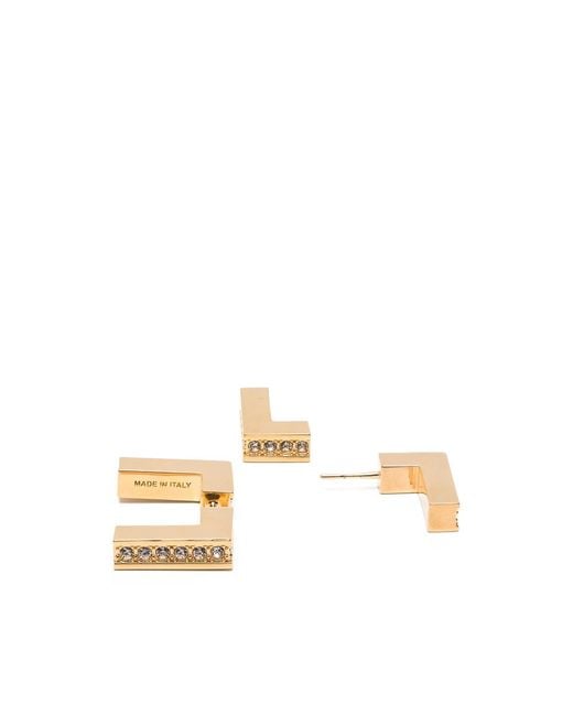 Elisabetta Franchi Metallic Rhinestone-Embellished Earrings