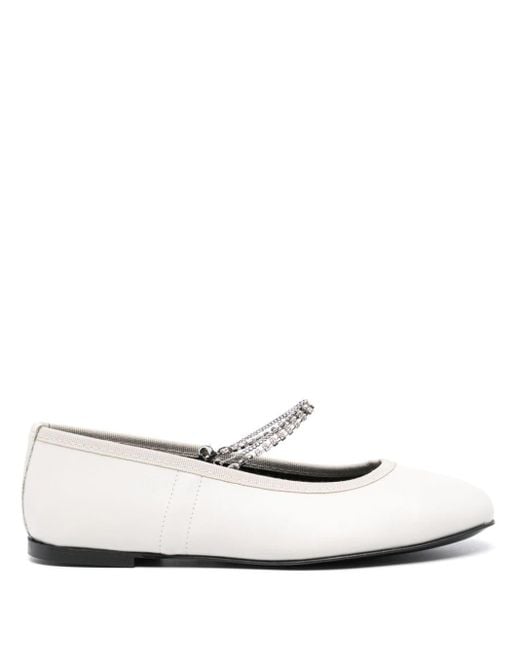 KATE CATE White Juliette Leather Ballerina Shoes