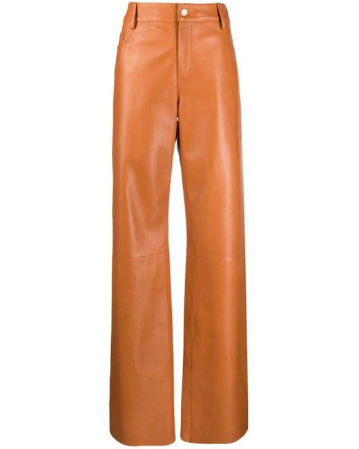 DROMe Orange High-Waist Lambskin Trousers