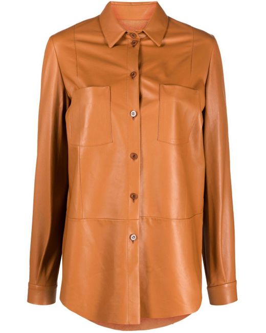 DROMe Orange Two-Pocket Leather Shirt