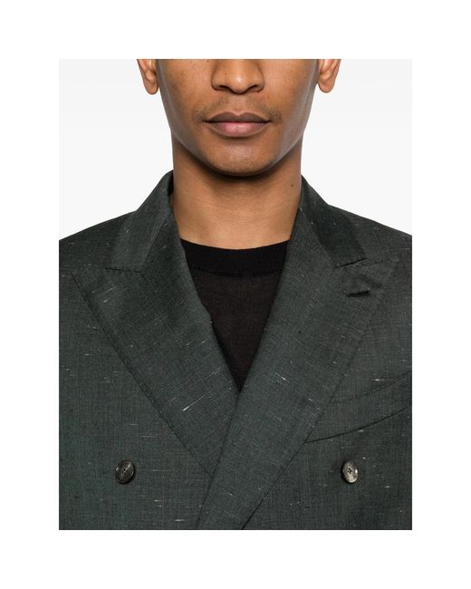 Caruso Green Double-Breasted Blazer for men
