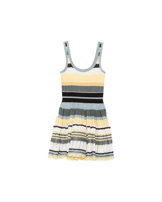Alaïa White Crinoline Striped Pleated Mini Dress