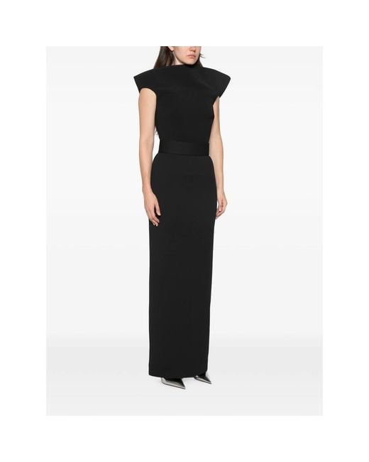 Solace London Black Faro Belted Maxi Dress