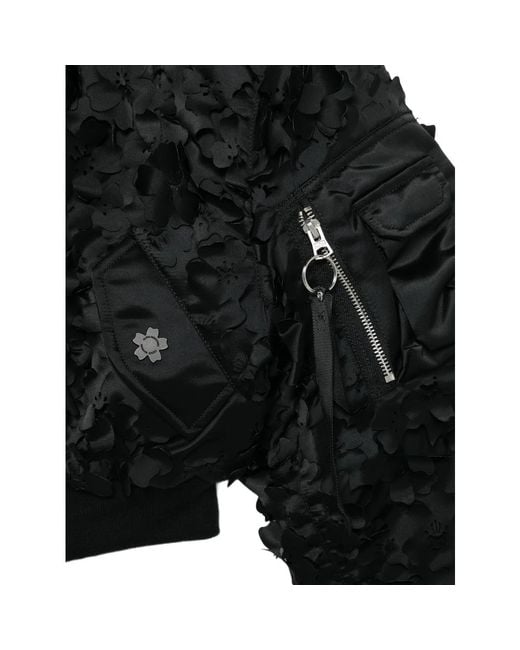 Alpha Industries Black X Cecile Bahnsen Ma-1 Flower-Appliqué Zipped Bomber Jacket