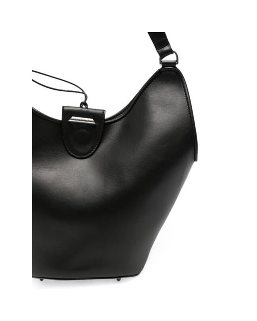 Dondup Black Ring-Detail Leather Shoulder Bag