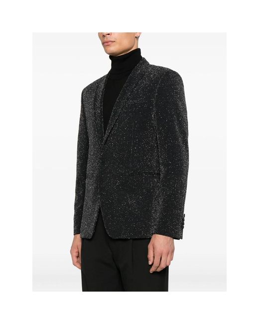 Reveres 1949 Black Lurex-Detail Single-Breasted Blazer for men