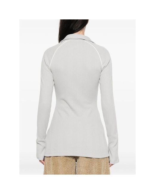 Adidas White Stripe-Detail Button-Up Shirt