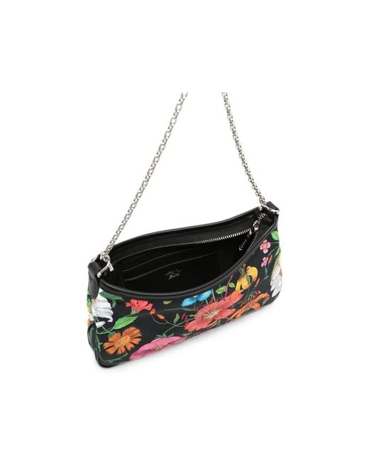 Gucci Red Small Gossip Floral-Print Chain-Link Shoulder Bag
