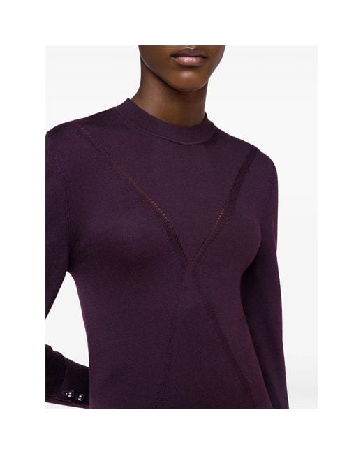 Rabanne Purple Button-Cuff Knitted Sweater
