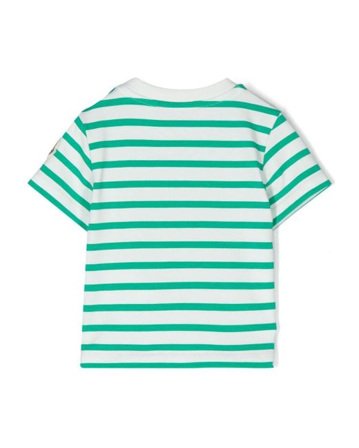 Moncler Green Striped Cotton T-Shirt
