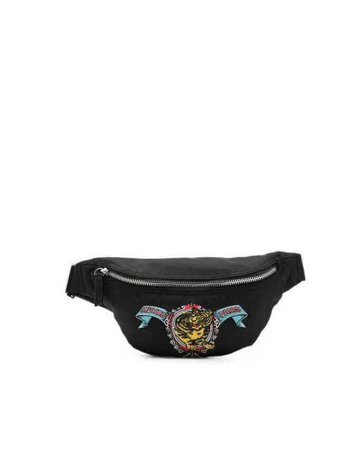 KENZO Black Jumping Tiger Belt Bag for men