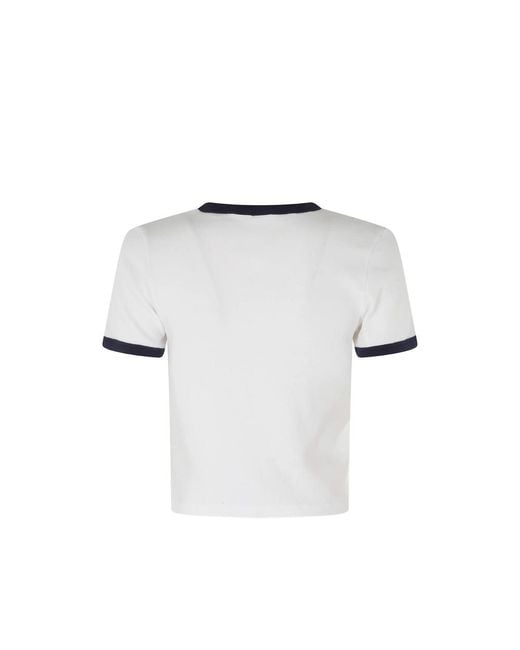 Sporty & Rich White Logo-Print Ringer T-Shirt
