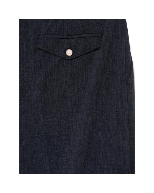 THESTROY Blue Pleated Wide-Leg Trousers