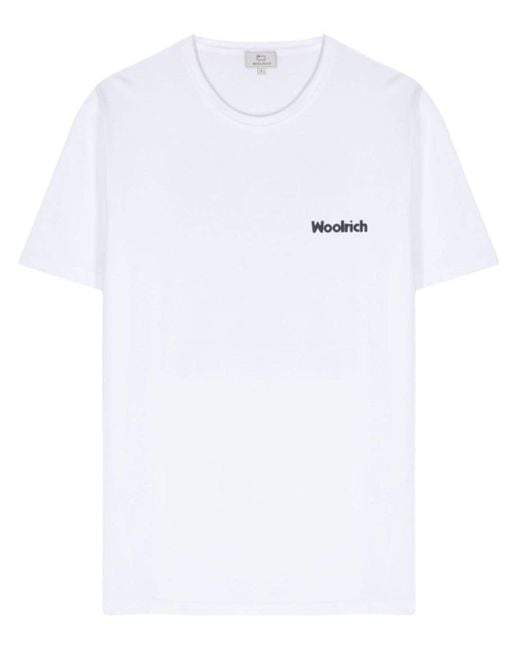 Woolrich White Logo-Rubberised Cotton T-Shirt for men