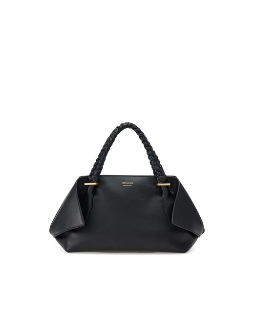 Ferragamo Black Small Scarf Tote Bag
