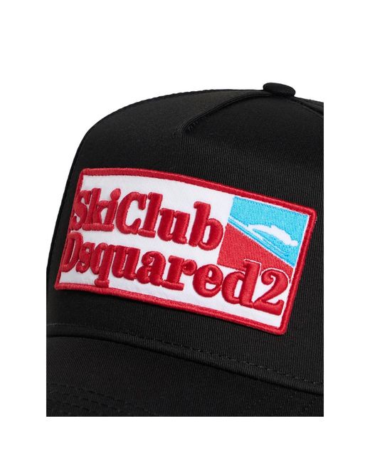 DSquared² Black Logo-Patch Cotton Baseball Cap for men