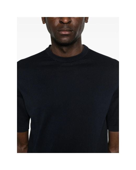 Fedeli Black Crew Neck Short-Sleeve T-Shirt for men