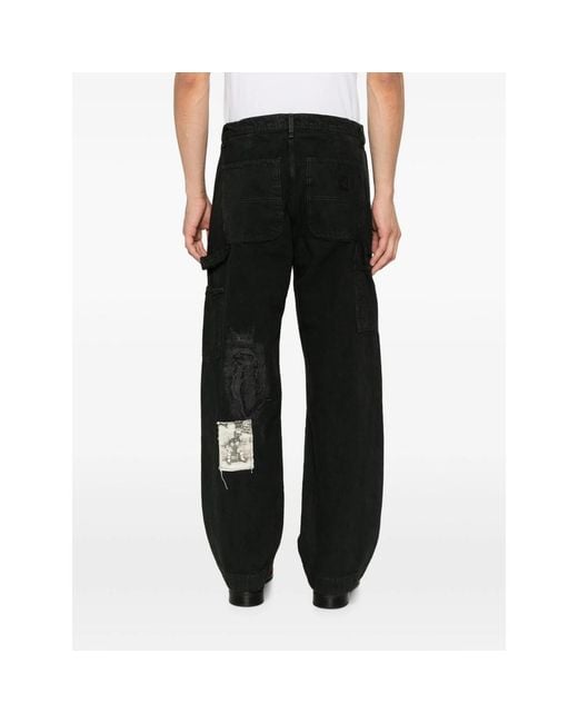 Enfants Riches Deprimes Black Patchwork Distressed Cotton Trousers for men