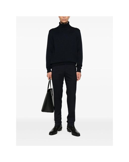 Incotex Blue Flat-Front Trousers for men