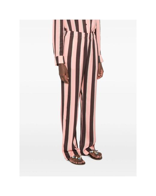Stine Goya Brown Striped Wide-Leg Trousers