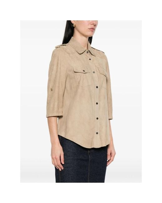 SANTORO Natural Chest-Pockets Buttoned Jacket