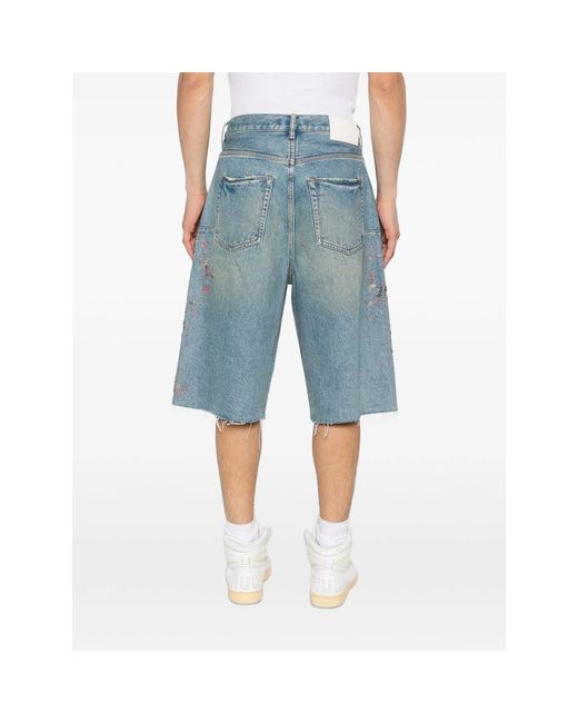 Purple Brand Blue P070 Frayed Shorts for men